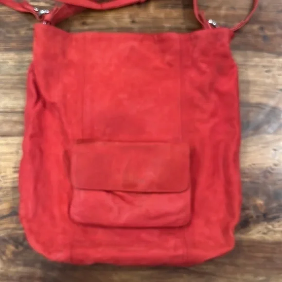 Laura Di Maggio Red Suede Slouchy Crossbody Bag